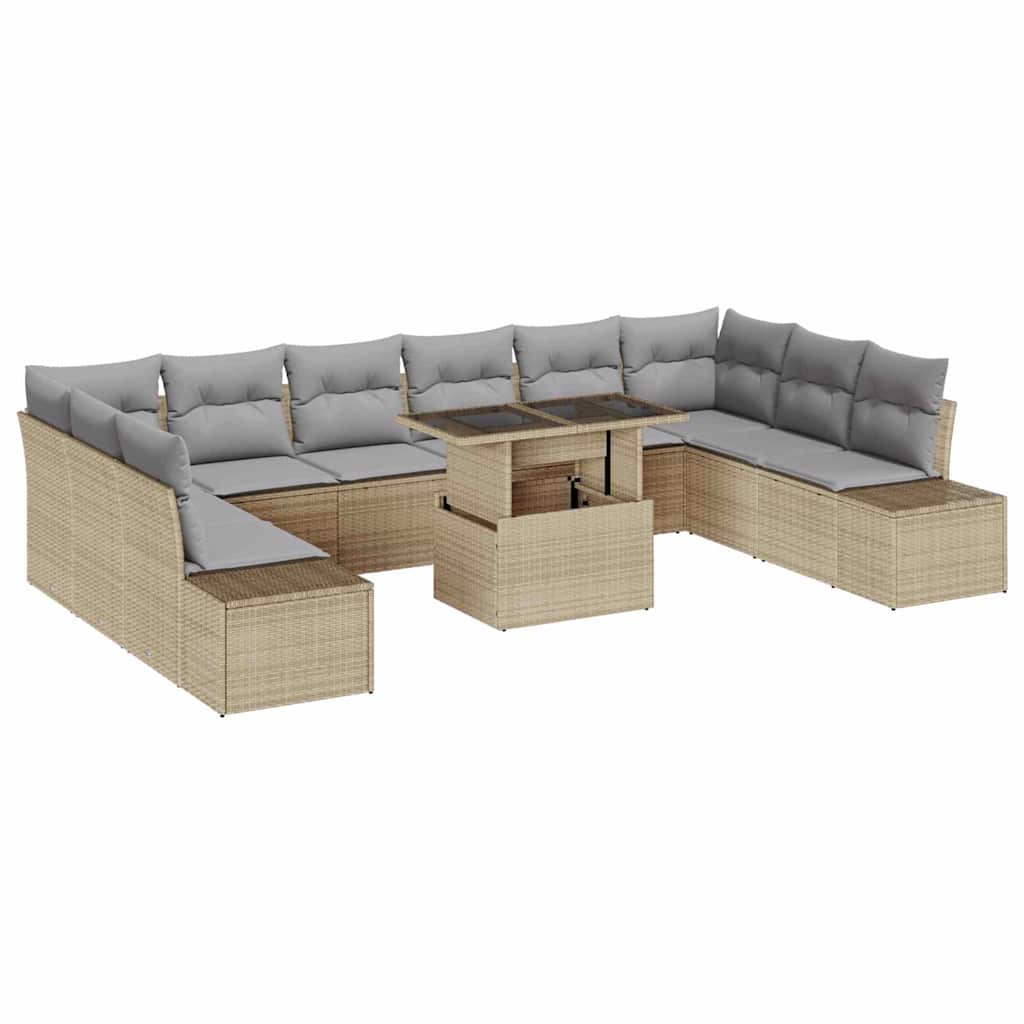 vidaXL Zestaw Sof na Ogród z poduszką 11 pcs beżowo-jasnoszary