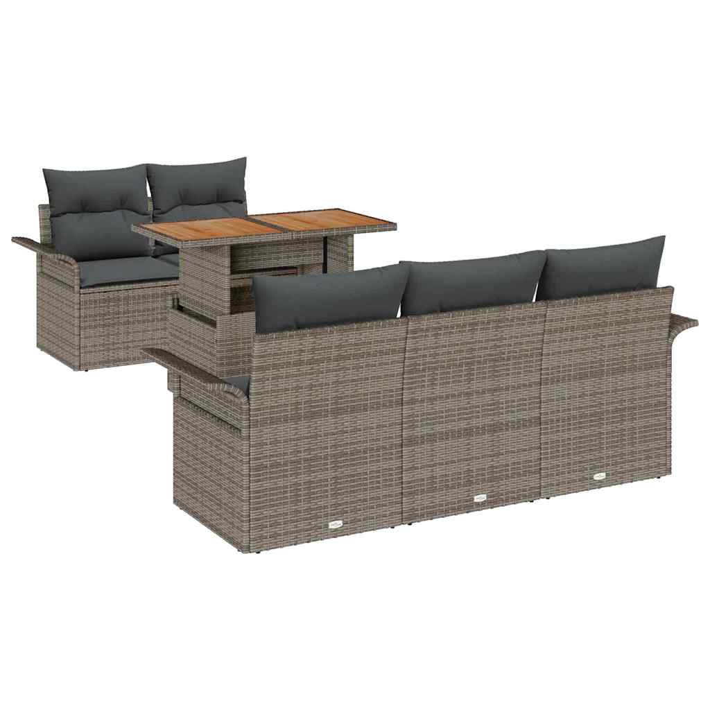 vidaXL Zestaw Sof na Ogród z poduszką 6 pcs Szary polirattan