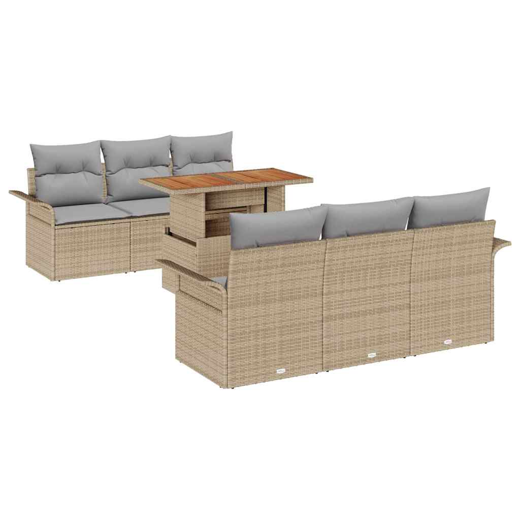 vidaXL Zestaw Sof na Ogród z poduszką 7 pcs beżowo-jasnoszary