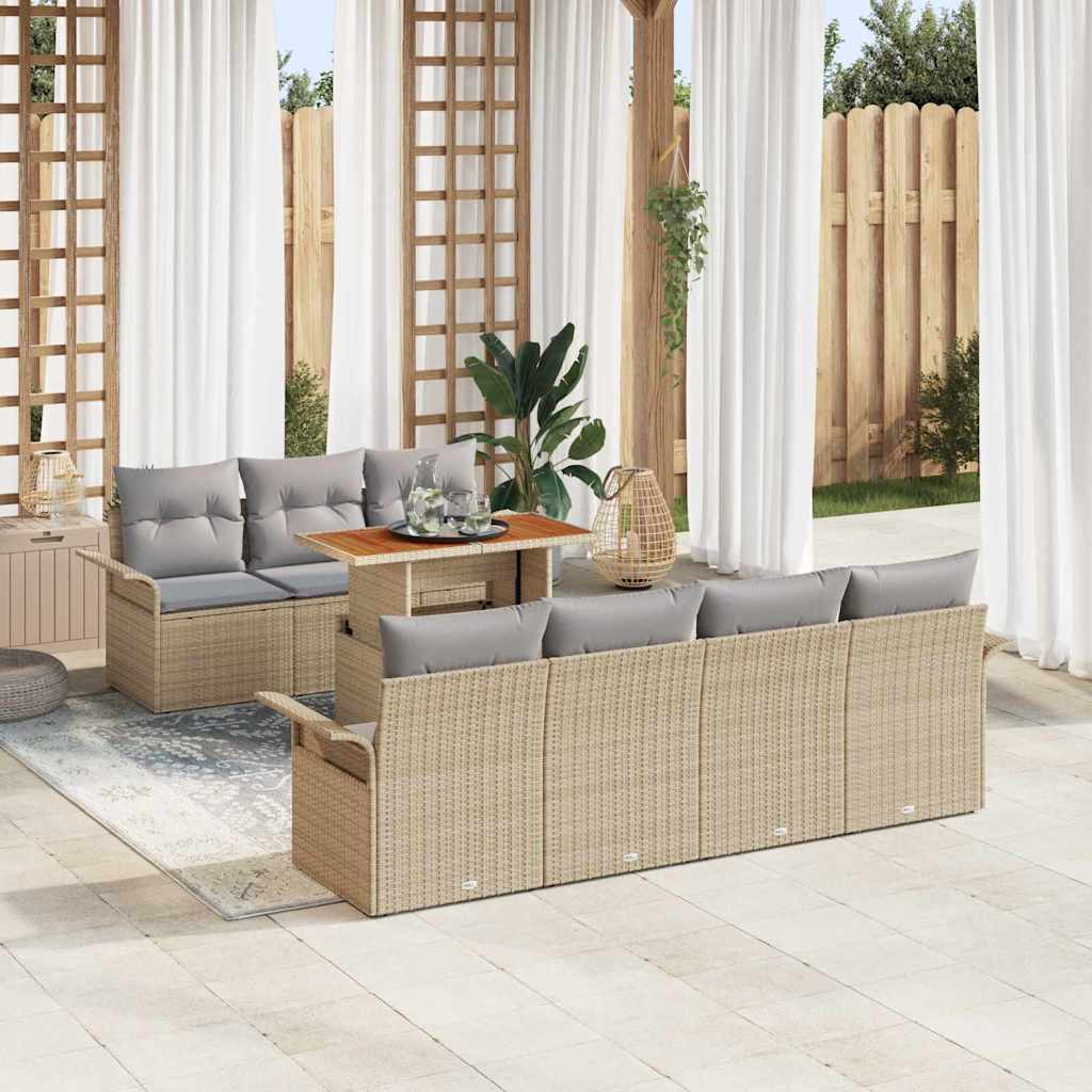 vidaXL Zestaw Sof na Ogród z poduszką 8 pcs beżowo-jasnoszary