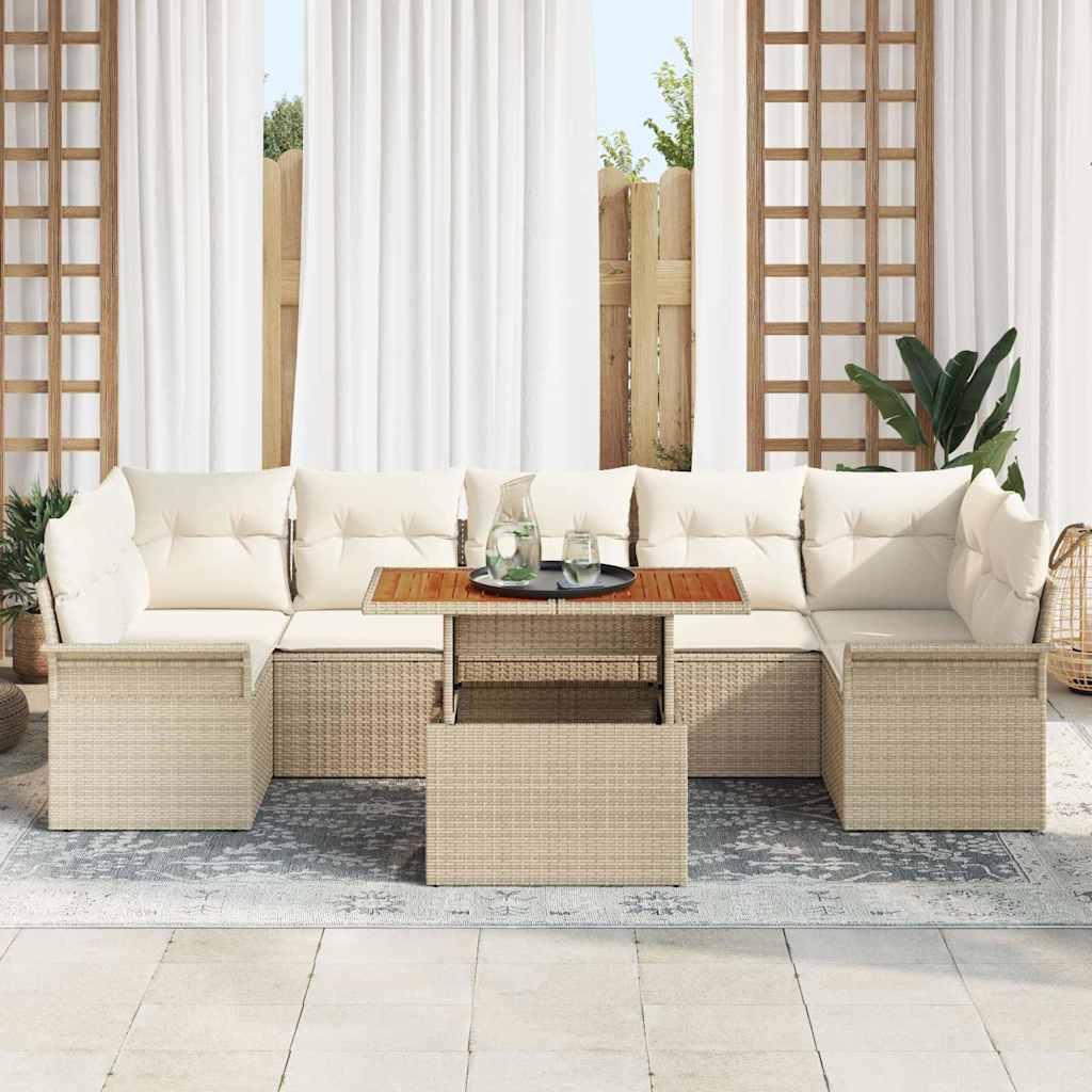 vidaXL Zestaw Sof na Ogród z poduszką 8 pcs beżowo-kremowy