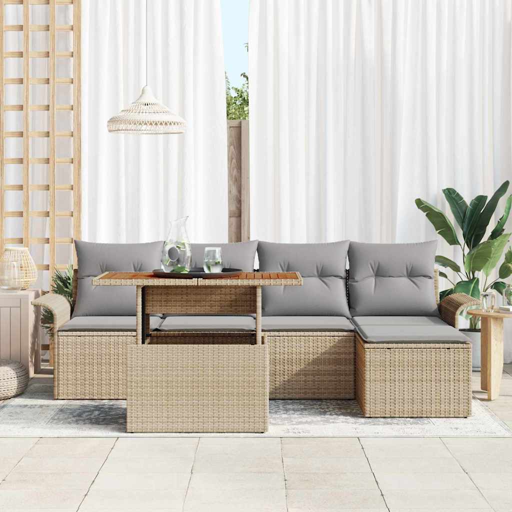 vidaXL Zestaw Sof na Ogród z poduszką 6 pcs beżowo-jasnoszary