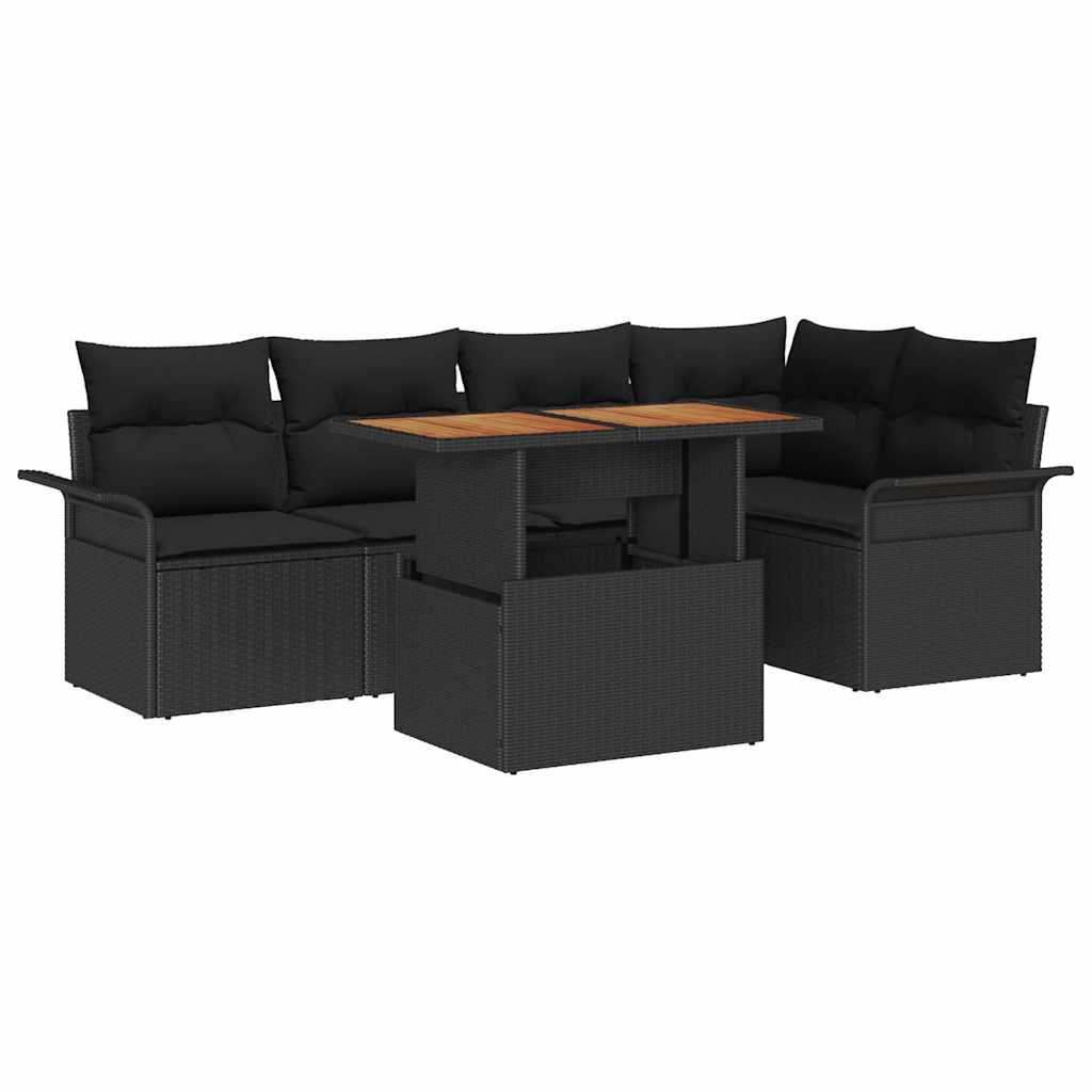 vidaXL Zestaw Sof na Ogród z poduszką 6 pcs Czarny