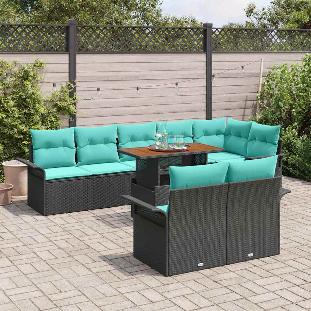 vidaXL Zestaw Sof na Ogród z poduszką 9 pcs czanro-niebieski
