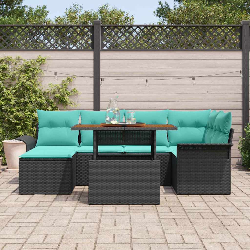 vidaXL Zestaw Sof na Ogród z poduszką 7 pcs czanro-niebieski