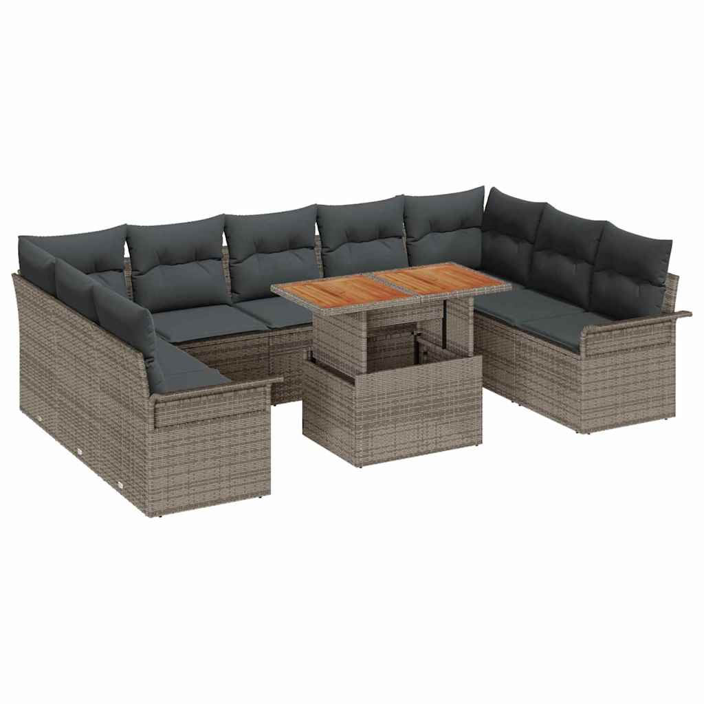 vidaXL Zestaw Sof na Ogród z poduszką 10 pcs Szary