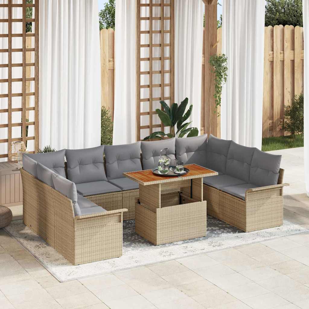 vidaXL Zestaw Sof na Ogród z poduszką 10 pcs beżowo-jasnoszary