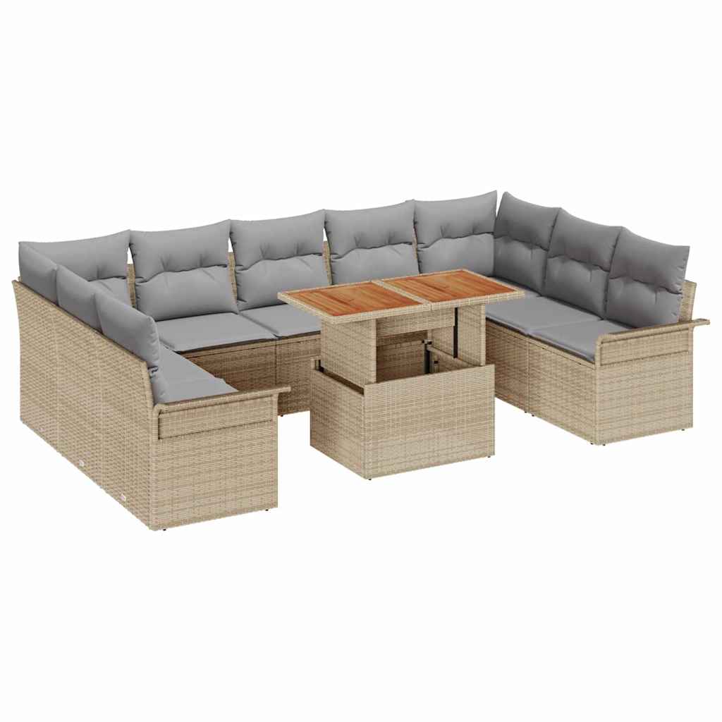 vidaXL Zestaw Sof na Ogród z poduszką 10 pcs beżowo-jasnoszary