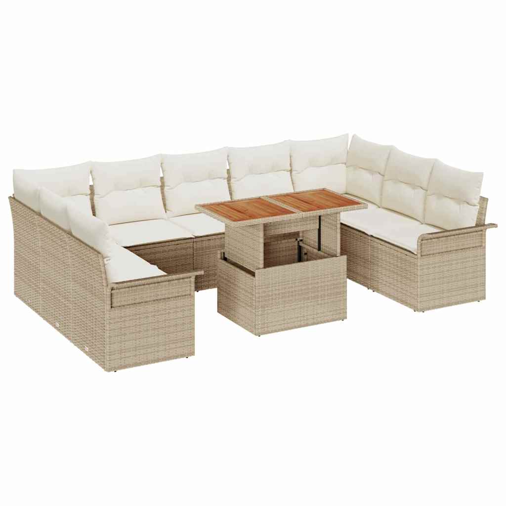 vidaXL Zestaw Sof na Ogród z poduszką 10 pcs beżowo-kremowy
