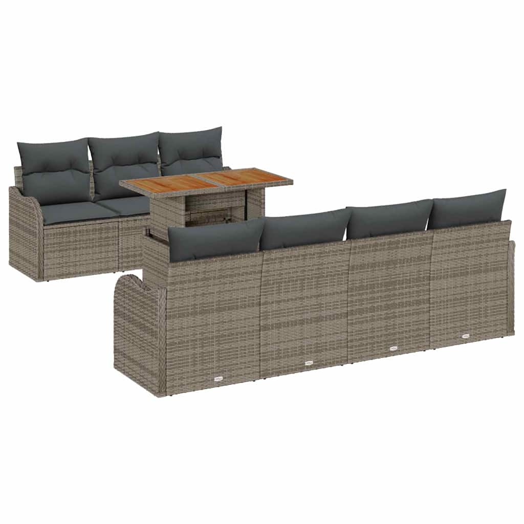 vidaXL Zestaw Sof na Ogród z poduszką 8 pcs Szary