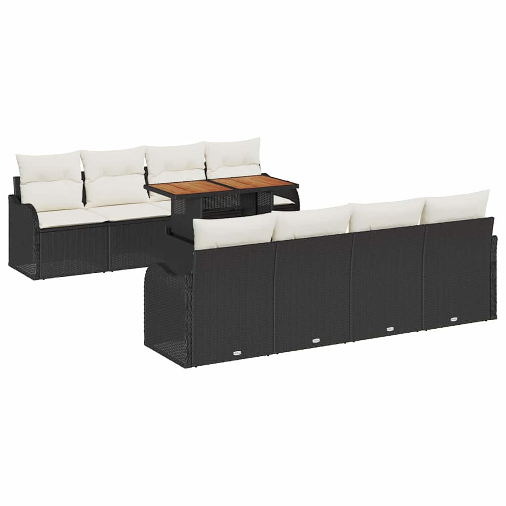 vidaXL Zestaw Sof na Ogród z poduszką 7 pcs Czarny i kremowy