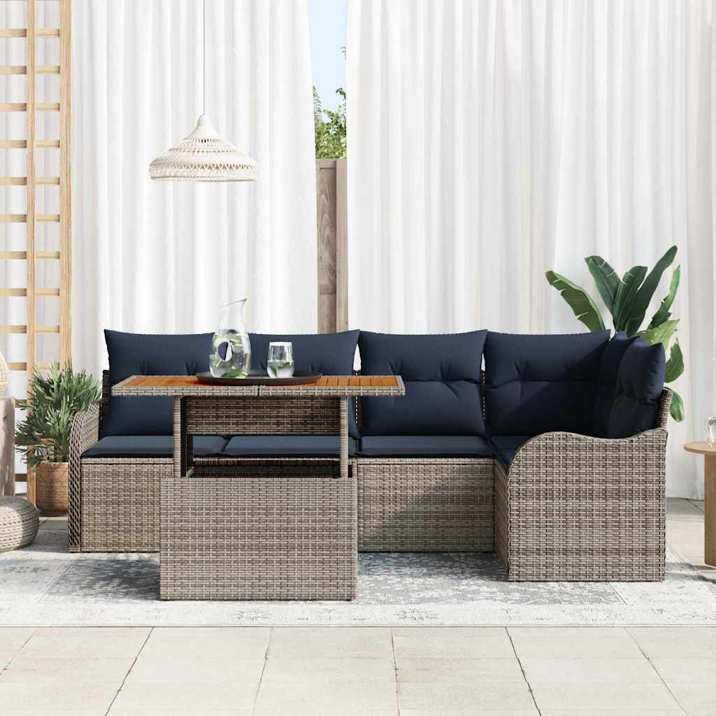 vidaXL Zestaw Sof na Ogród 6 szt. 5-Liczba miejsc Szary i granatowy