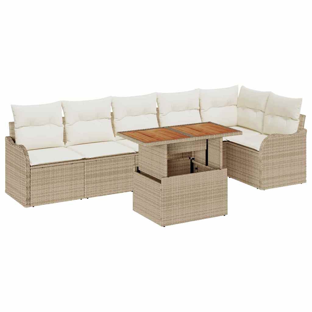 vidaXL Zestaw Sof na Ogród z poduszką 7 pcs beżowo-kremowy