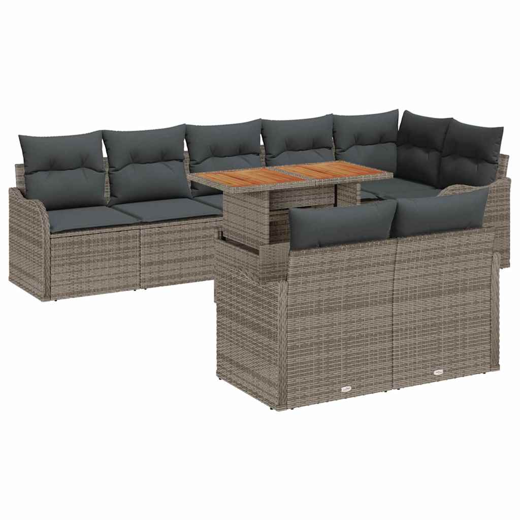 vidaXL Zestaw Sof na Ogród z poduszką 9 pcs Szary