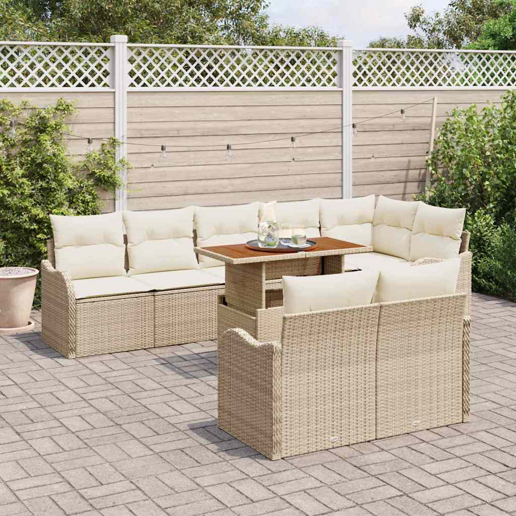 vidaXL Zestaw Sof na Ogród z poduszką 9 pcs beżowo-kremowy