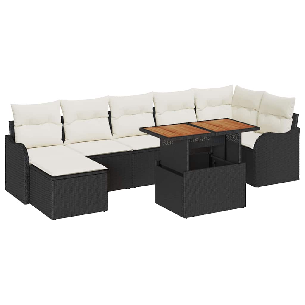 vidaXL Zestaw Sof na Ogród z poduszką 8 pcs Czarny i kremowy