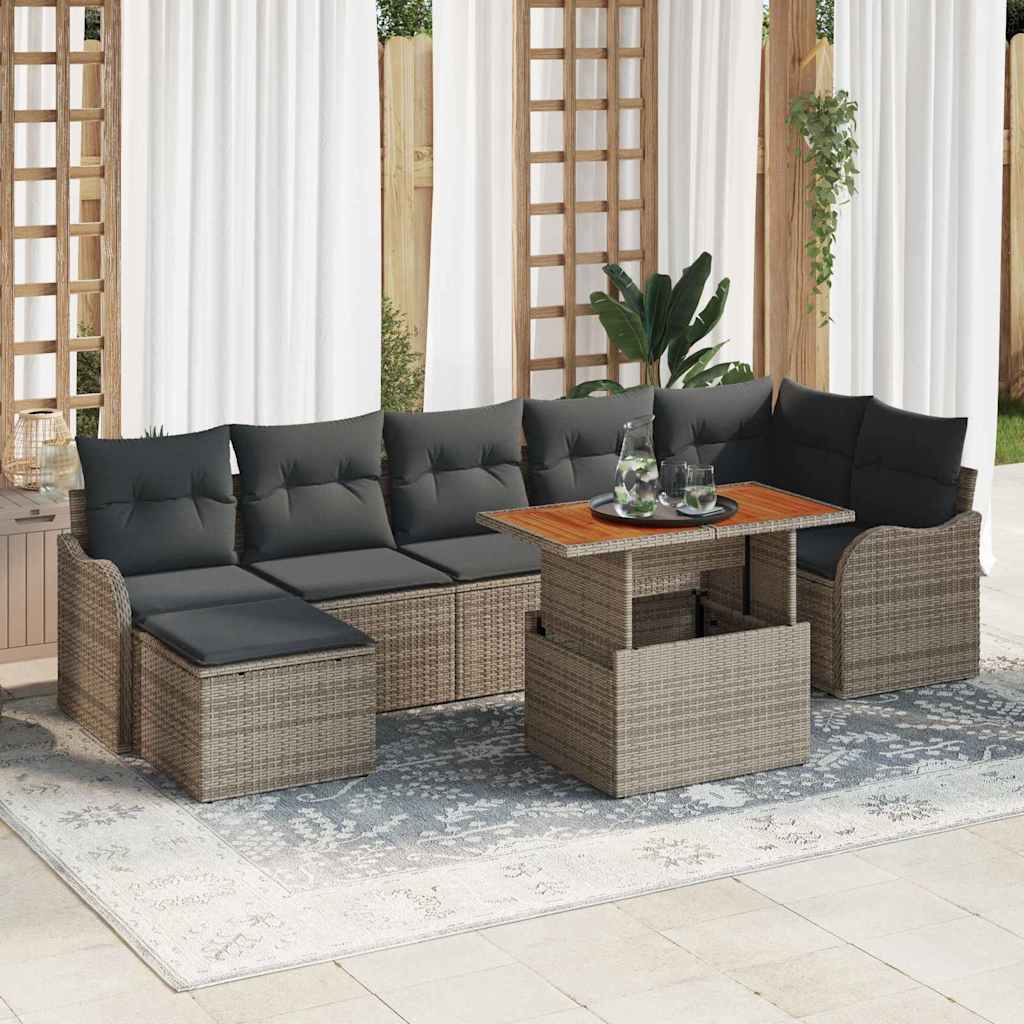 vidaXL Zestaw Sof na Ogród z poduszką z przechowywaniem 8 pcs Szary