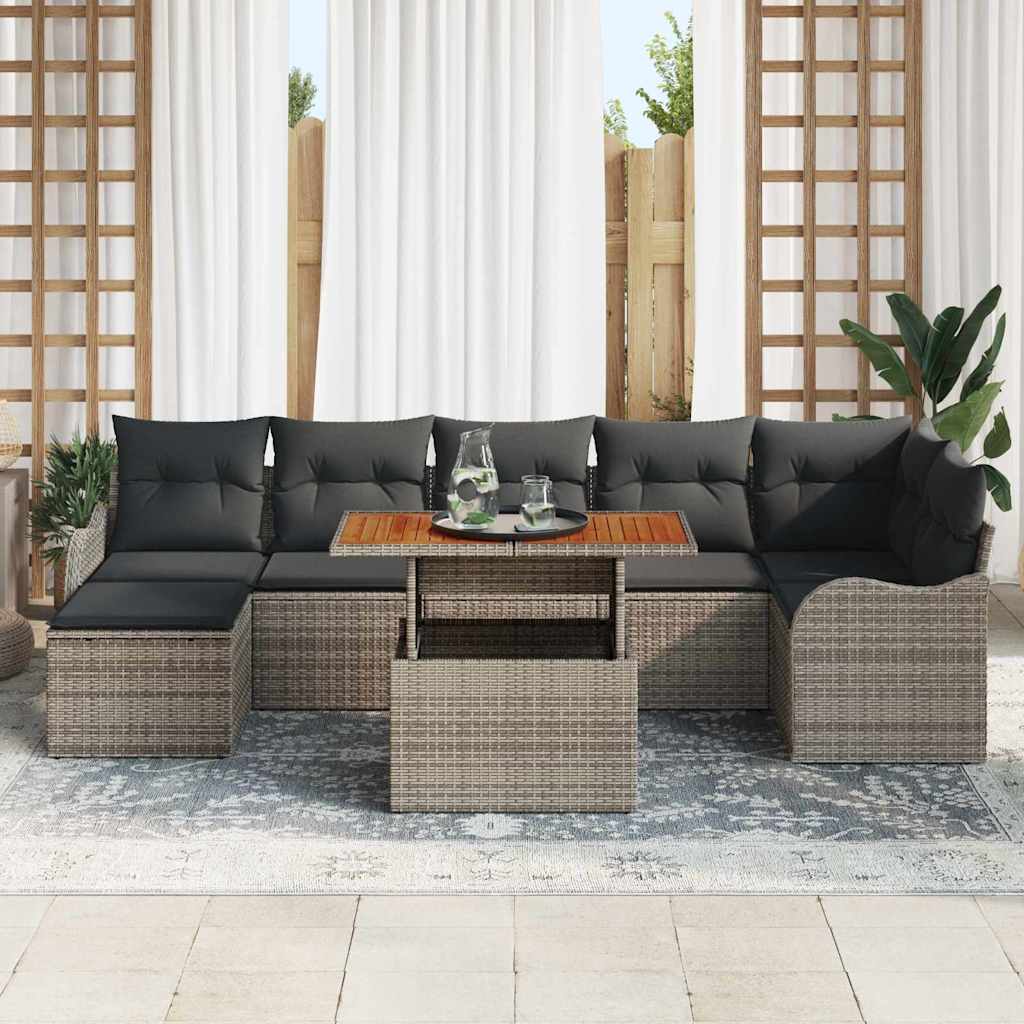 vidaXL Zestaw Sof na Ogród z poduszką z przechowywaniem 8 pcs Szary