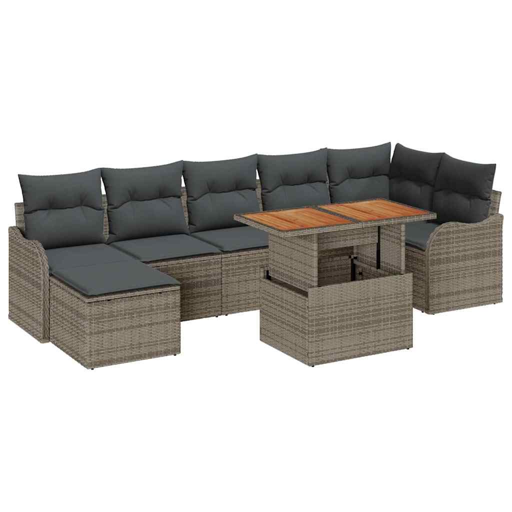 vidaXL Zestaw Sof na Ogród z poduszką z przechowywaniem 8 pcs Szary