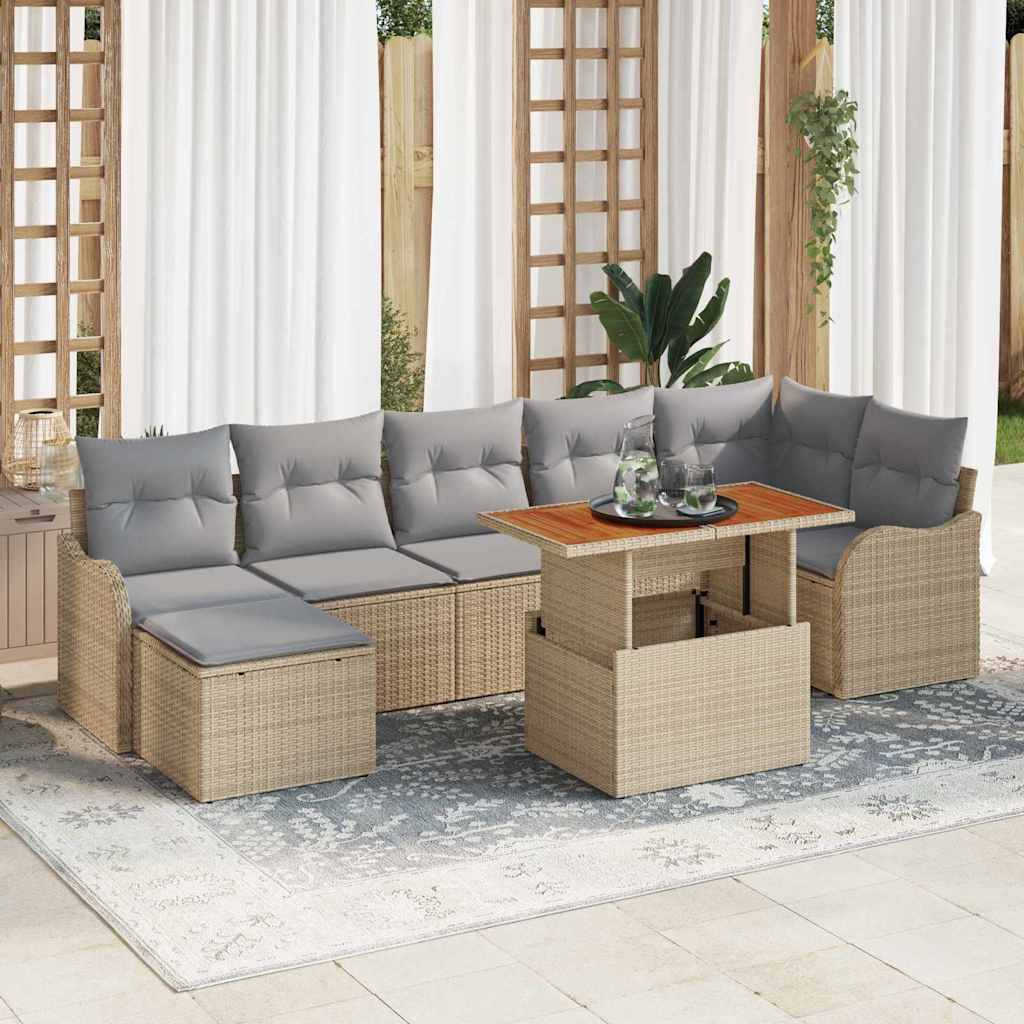 vidaXL Zestaw Sof na Ogród z poduszką 8 pcs beżowo-jasnoszary