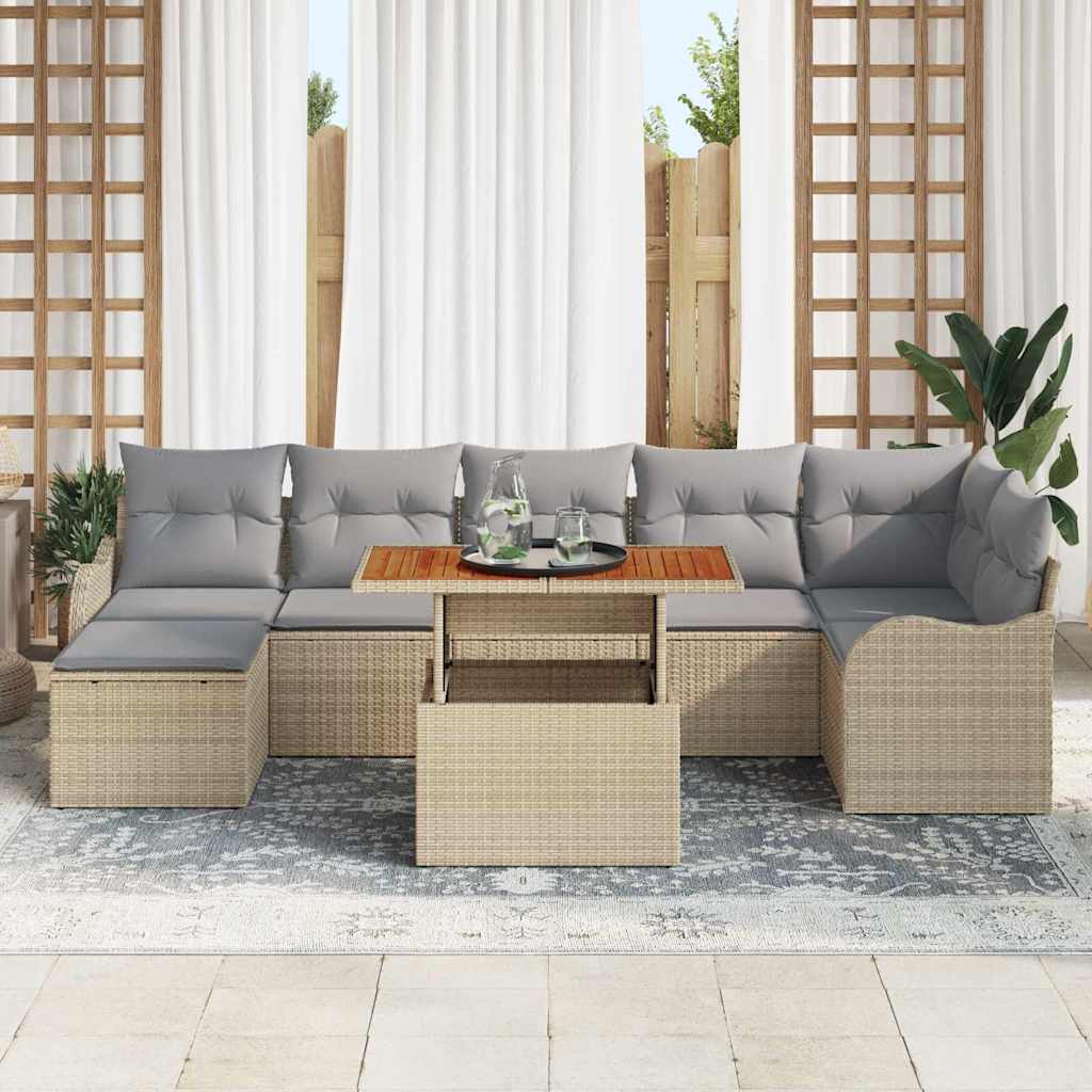 vidaXL Zestaw Sof na Ogród z poduszką 8 pcs beżowo-jasnoszary