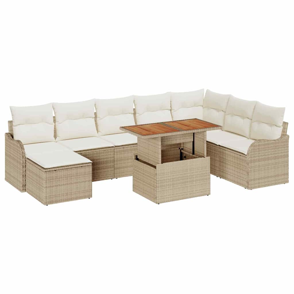 vidaXL Zestaw Sof na Ogród z poduszką 9 pcs beżowo-kremowy