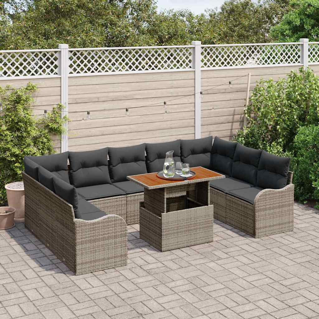 vidaXL Zestaw Sof na Ogród z poduszką 10 pcs Szary