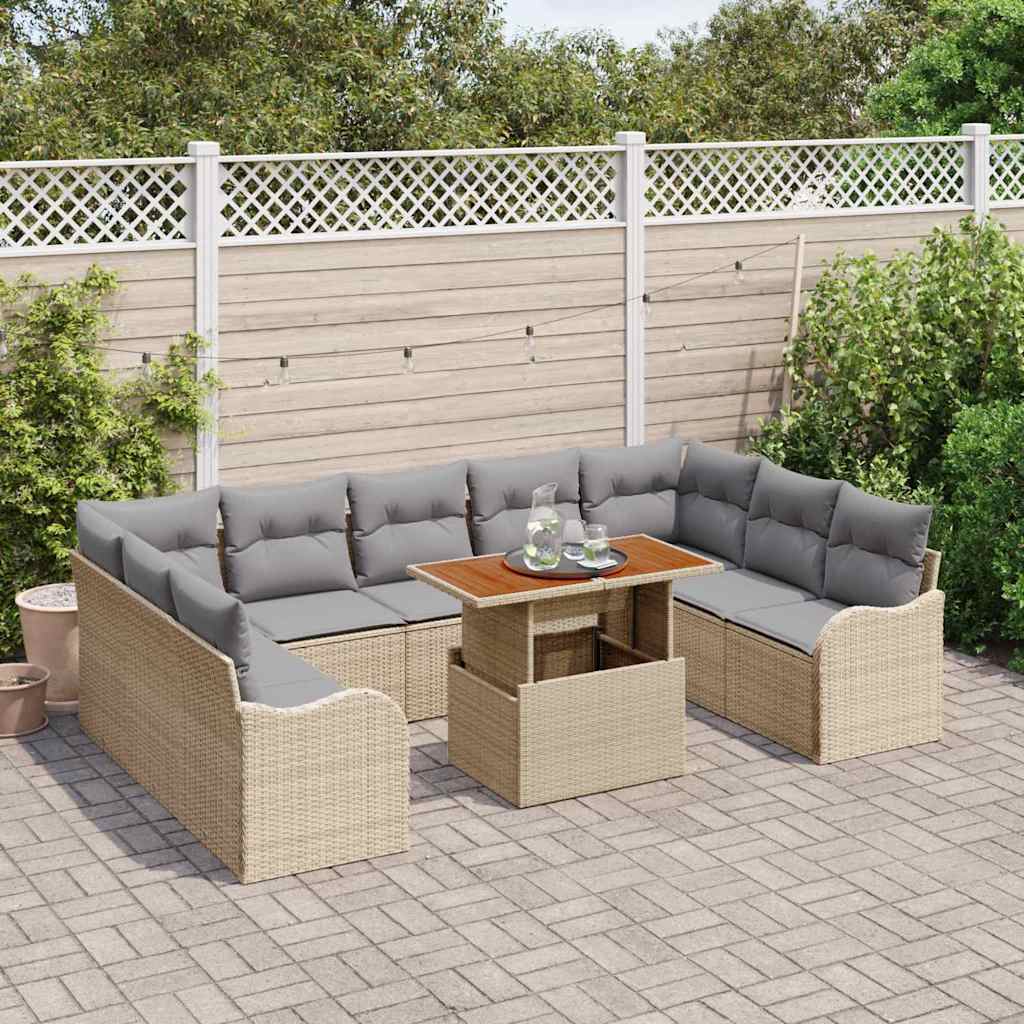 vidaXL Zestaw Sof na Ogród z poduszką 10 pcs beżowo-jasnoszary