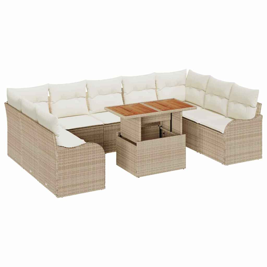 vidaXL Zestaw Sof na Ogród z poduszką 10 pcs beżowo-kremowy