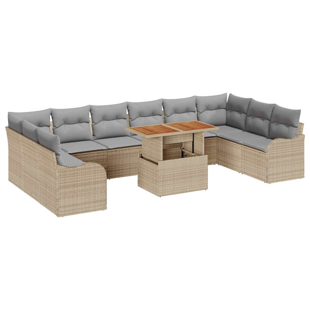 vidaXL Zestaw Sof na Ogród z poduszką 11 pcs beżowo-jasnoszary