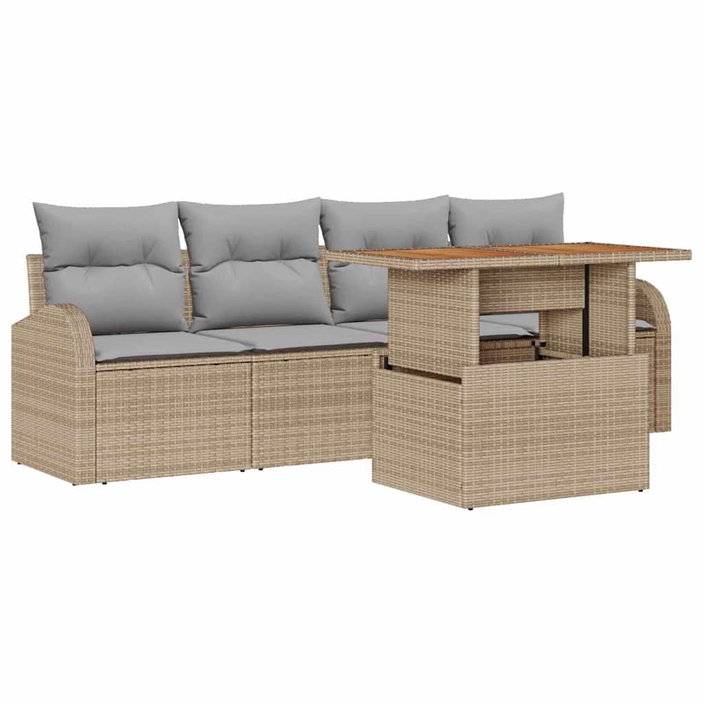 vidaXL Zestaw Sof na Ogród 5 pcs beżowo-jasnoszary