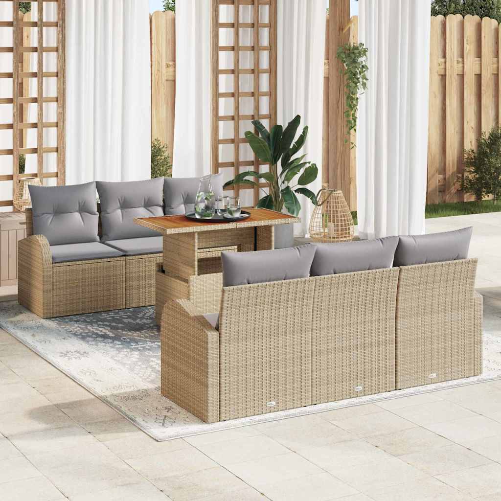 vidaXL Zestaw Sof na Ogród z poduszką 7 pcs beżowo-jasnoszary