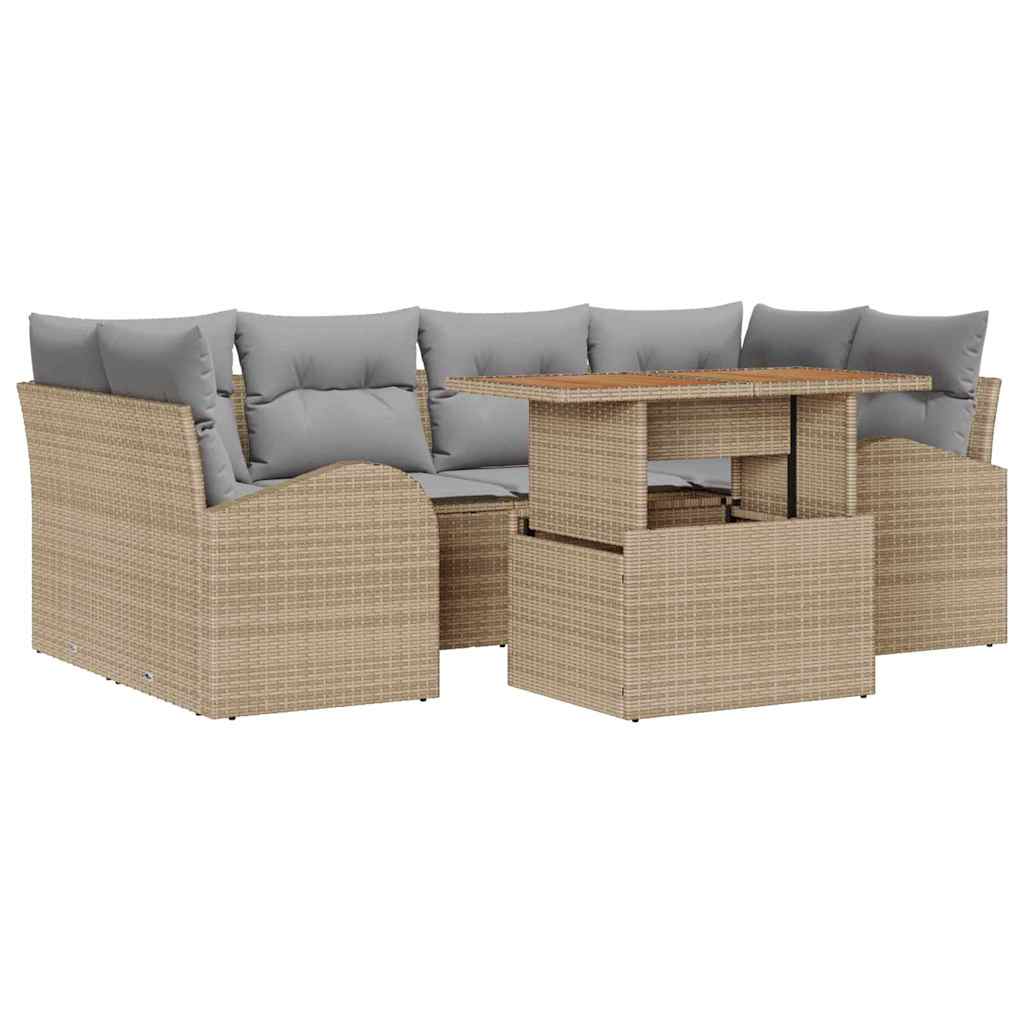 vidaXL Zestaw Sof na Ogród z poduszką 7 pcs beżowo-jasnoszary