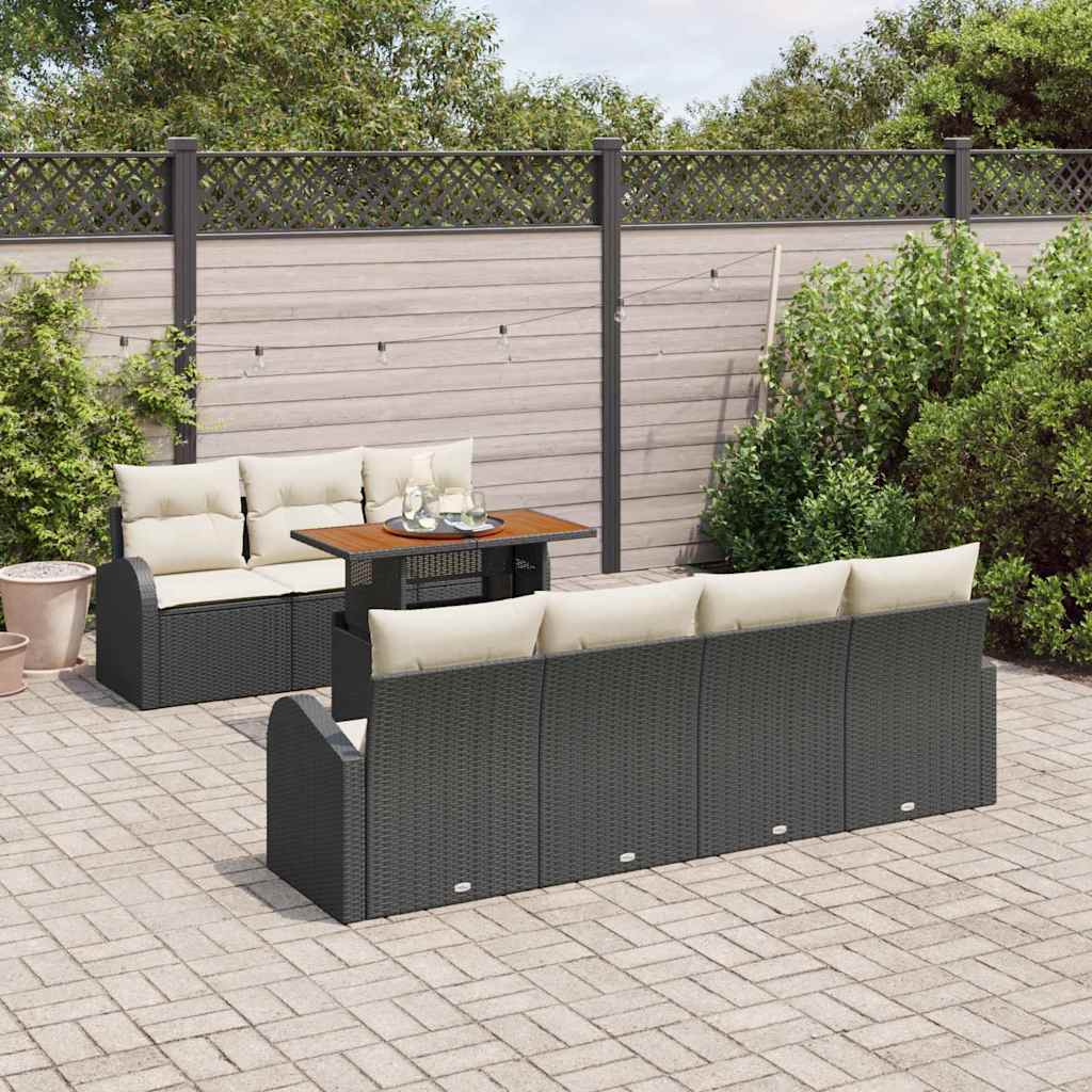 vidaXL Zestaw Sof na Ogród z poduszką 8 pcs Czarny i kremowy