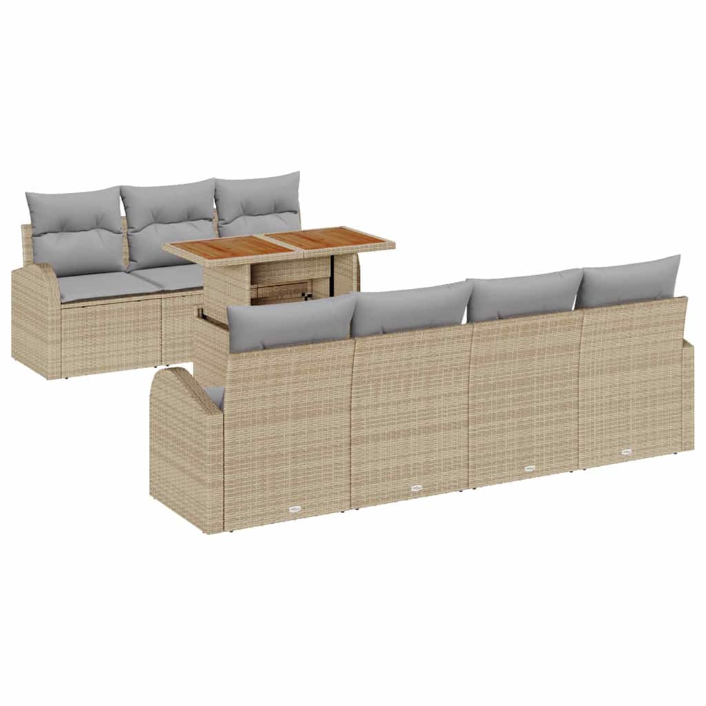vidaXL Zestaw Sof na Ogród z poduszką 8 pcs beżowo-jasnoszary