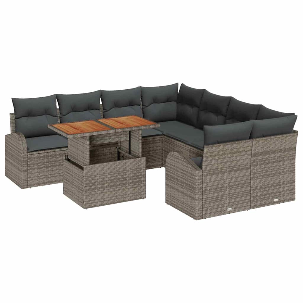 vidaXL Zestaw Sof na Ogród z poduszką 9 pcs Szary