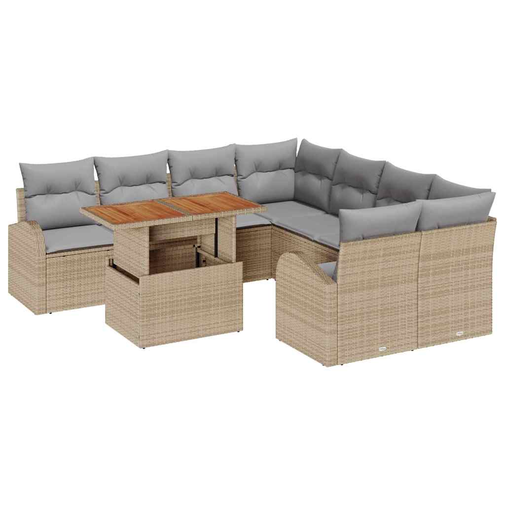 vidaXL Zestaw Sof na Ogród z poduszką 9 pcs beżowo-jasnoszary