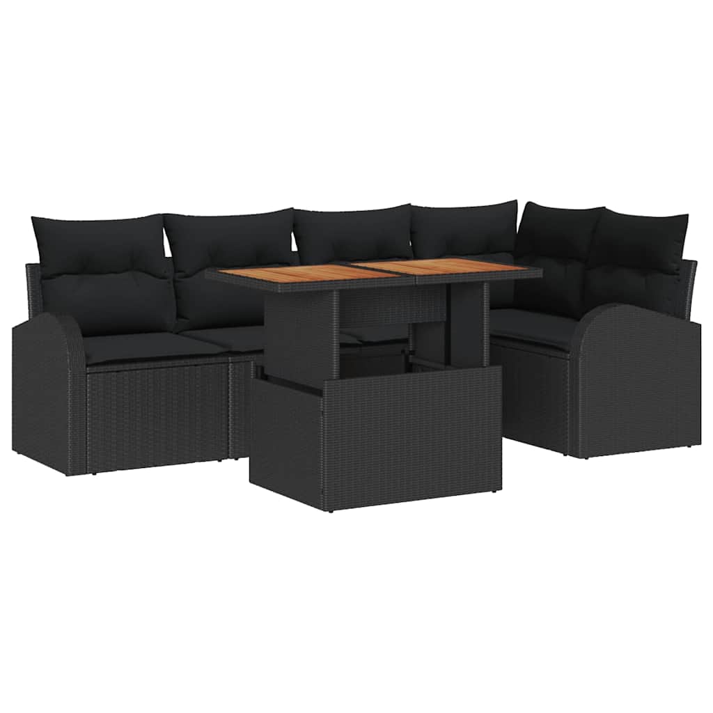 vidaXL Zestaw Sof na Ogród z poduszką 6 pcs Czarny