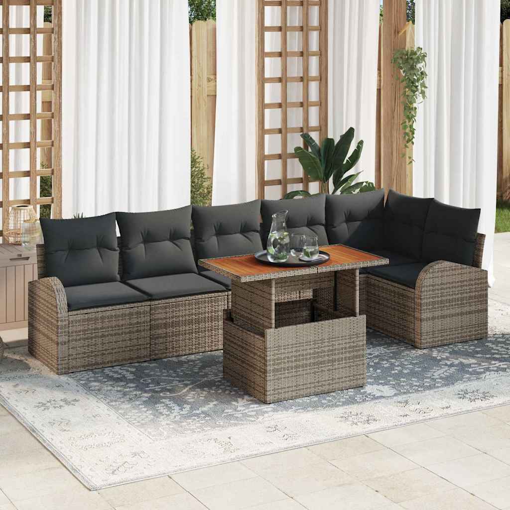 vidaXL Zestaw Sof na Ogród z poduszką 7 pcs Szary