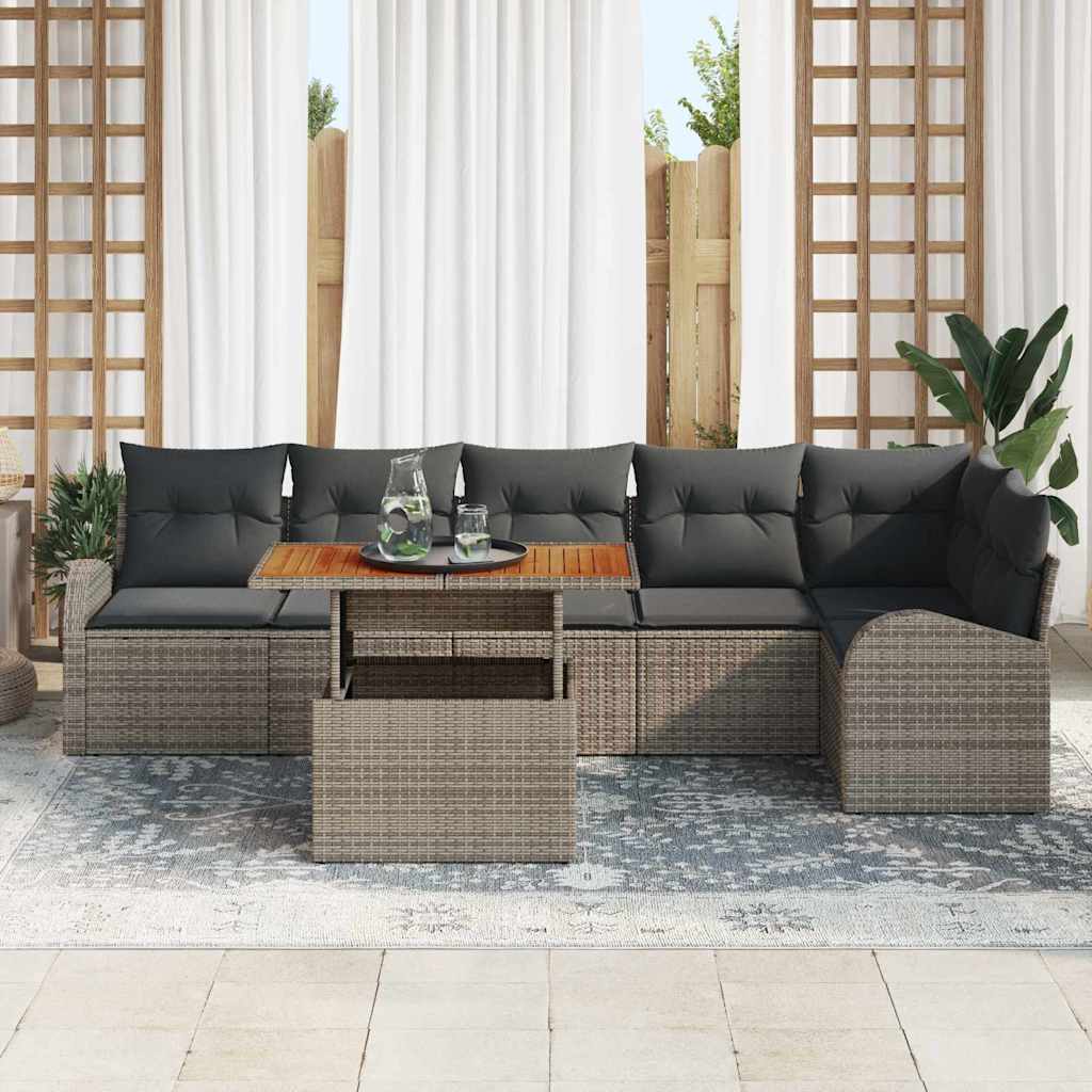 vidaXL Zestaw Sof na Ogród z poduszką 7 pcs Szary