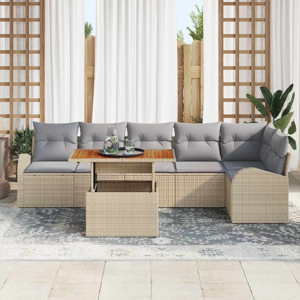 vidaXL Zestaw Sof na Ogród z poduszką 7 pcs beżowo-jasnoszary