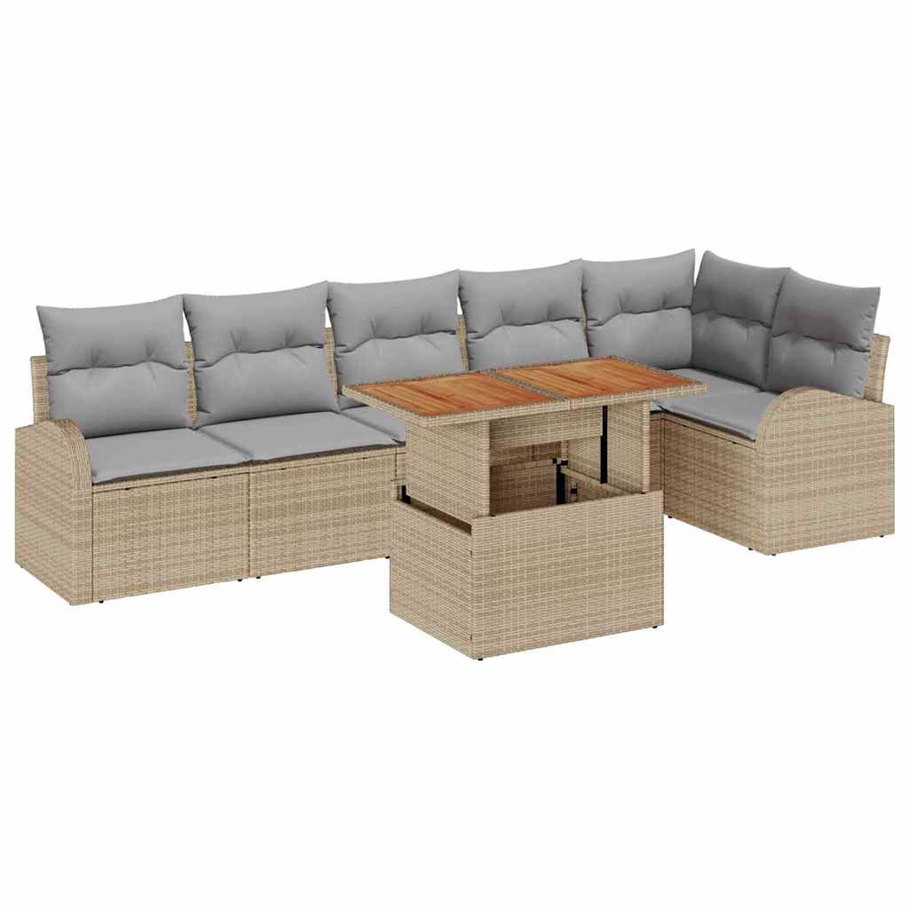 vidaXL Zestaw Sof na Ogród z poduszką 7 pcs beżowo-jasnoszary