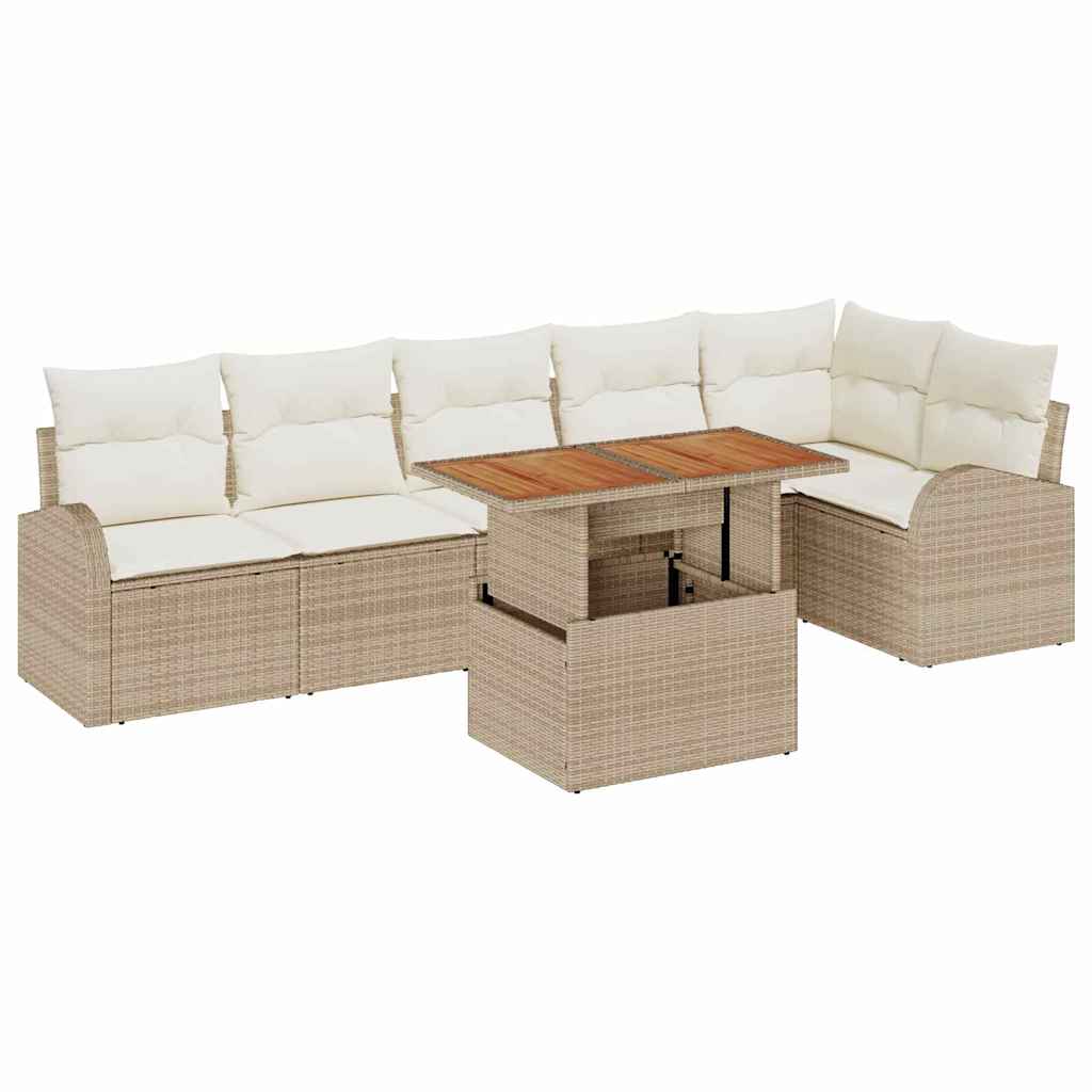 vidaXL Zestaw Sof na Ogród z poduszką 7 pcs beżowo-kremowy