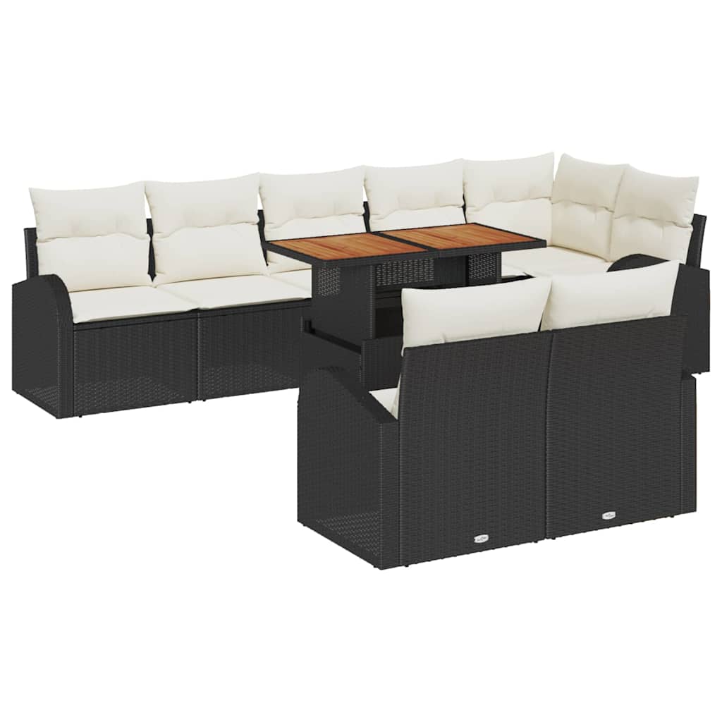 vidaXL Zestaw Sof na Ogród z poduszką 9 pcs Czarny i kremowy