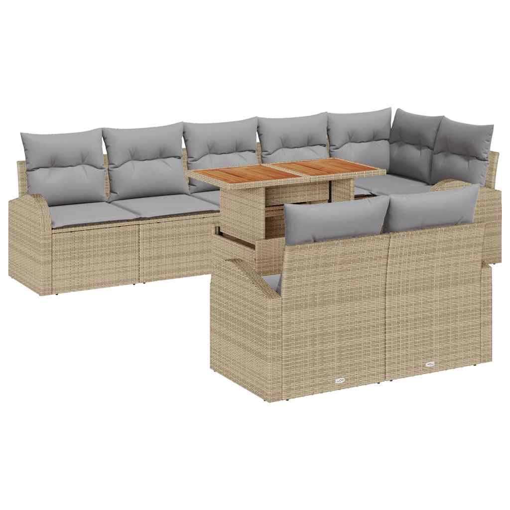 vidaXL Zestaw Sof na Ogród z poduszką 9 pcs beżowo-jasnoszary