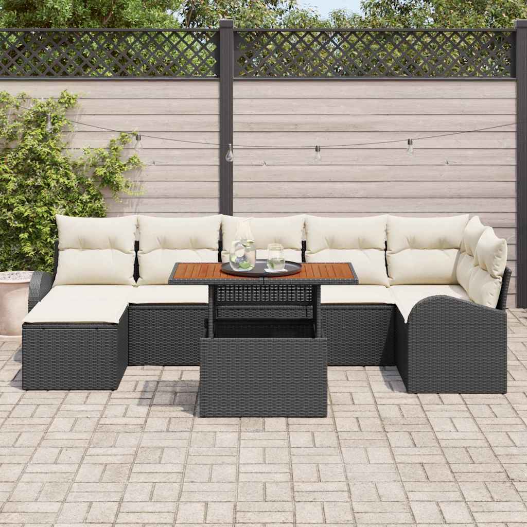 vidaXL Zestaw Sof na Ogród z poduszką 8 pcs Czarny i kremowy