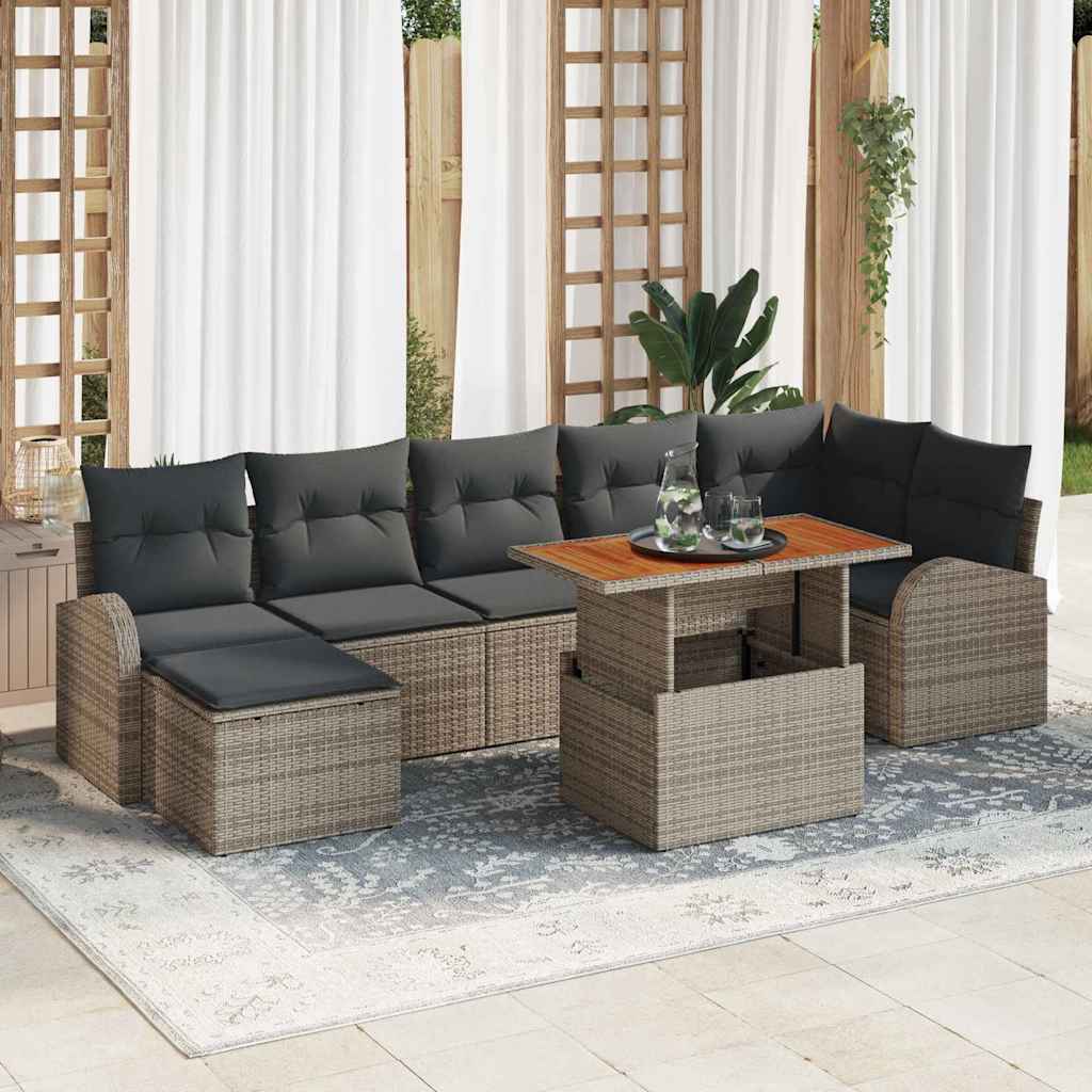 vidaXL Zestaw Sof na Ogród z poduszką 8 pcs Szary