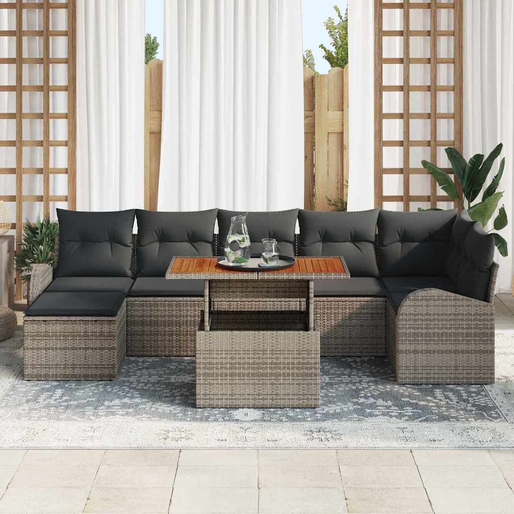 vidaXL Zestaw Sof na Ogród z poduszką 8 pcs Szary