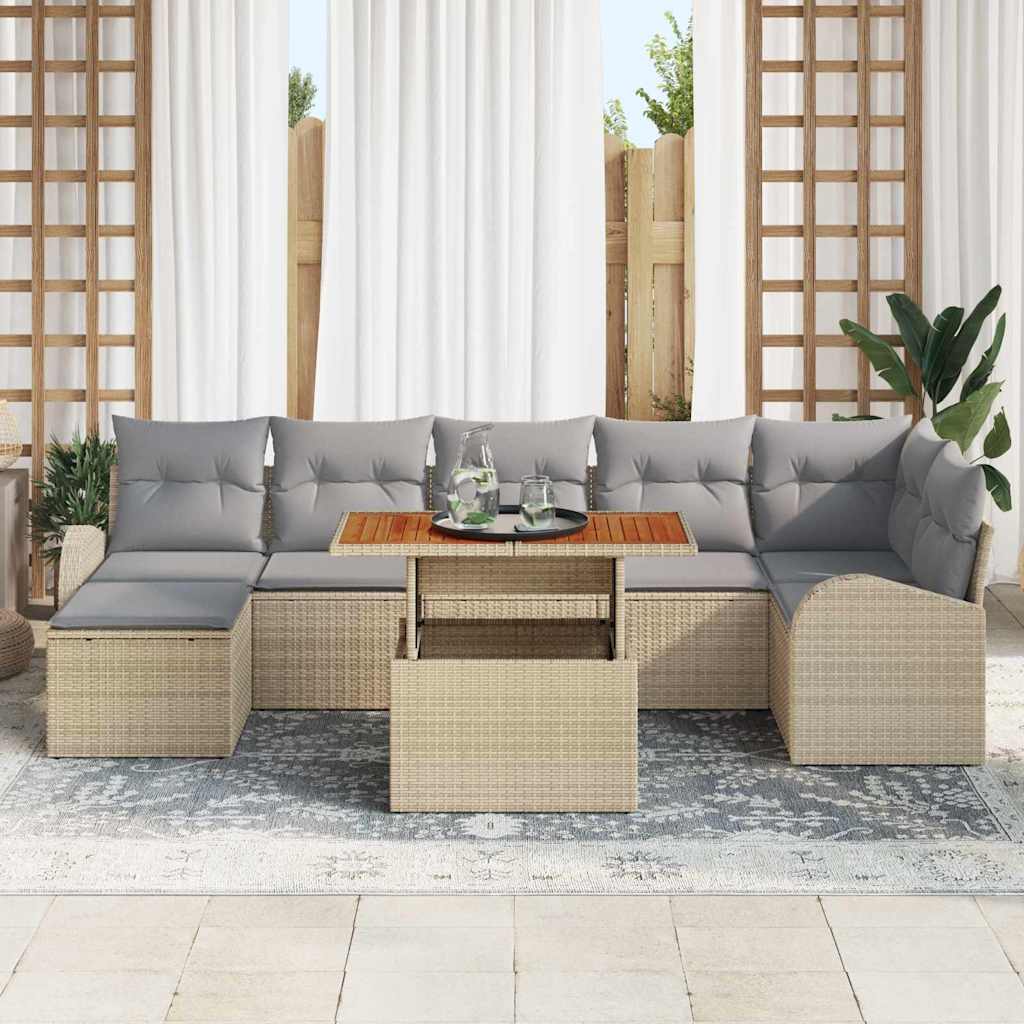vidaXL Zestaw Sof na Ogród z poduszką 8 pcs beżowo-jasnoszary