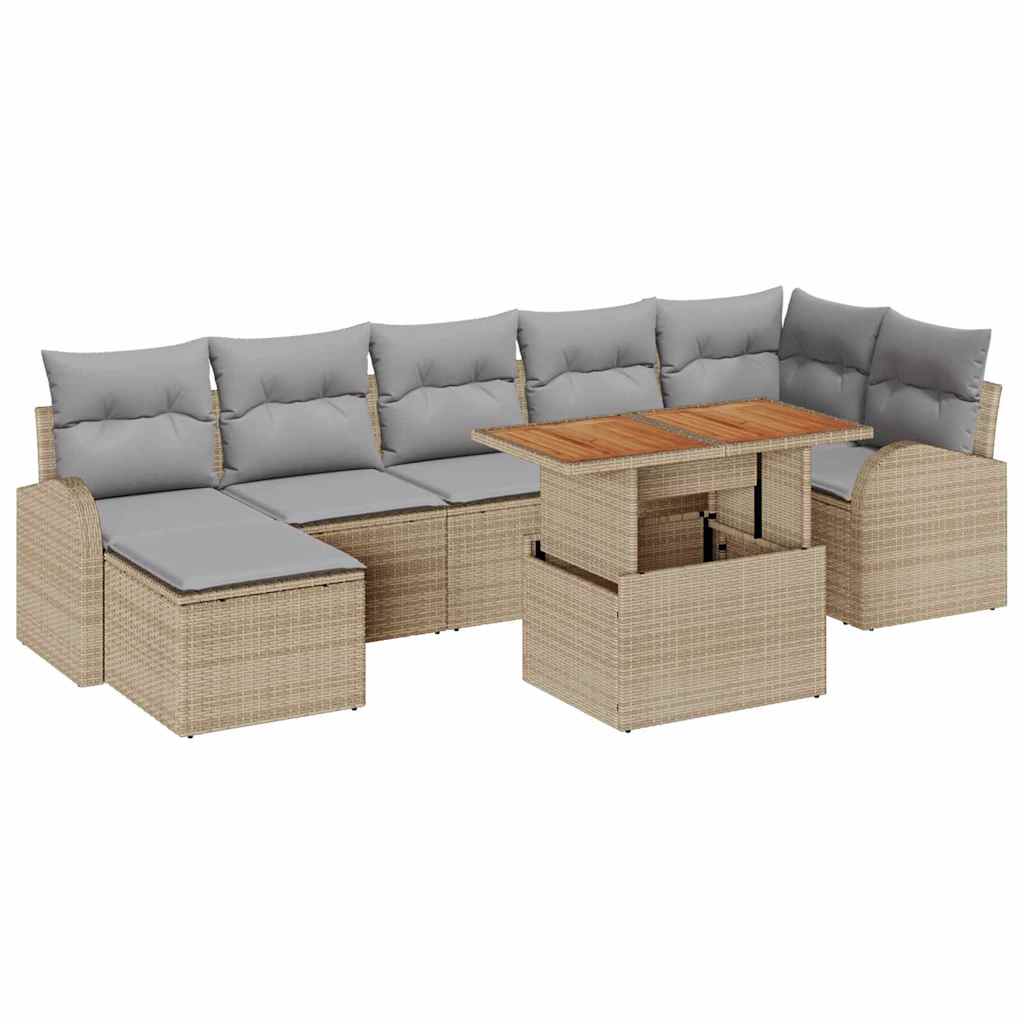 vidaXL Zestaw Sof na Ogród z poduszką 8 pcs beżowo-jasnoszary